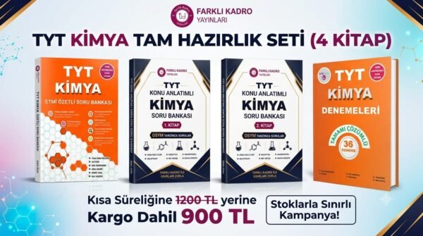 TYT Kimya Tam Hazırlık Seti – 3 Kitap + TYT Kimya Denemeleri Hediye